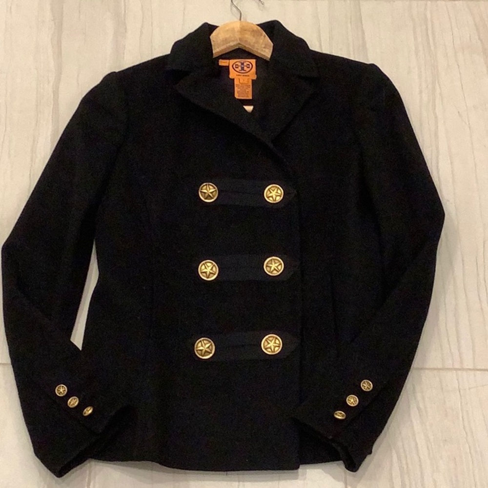 Tory Burch double breasted navy wool jacket pea coat